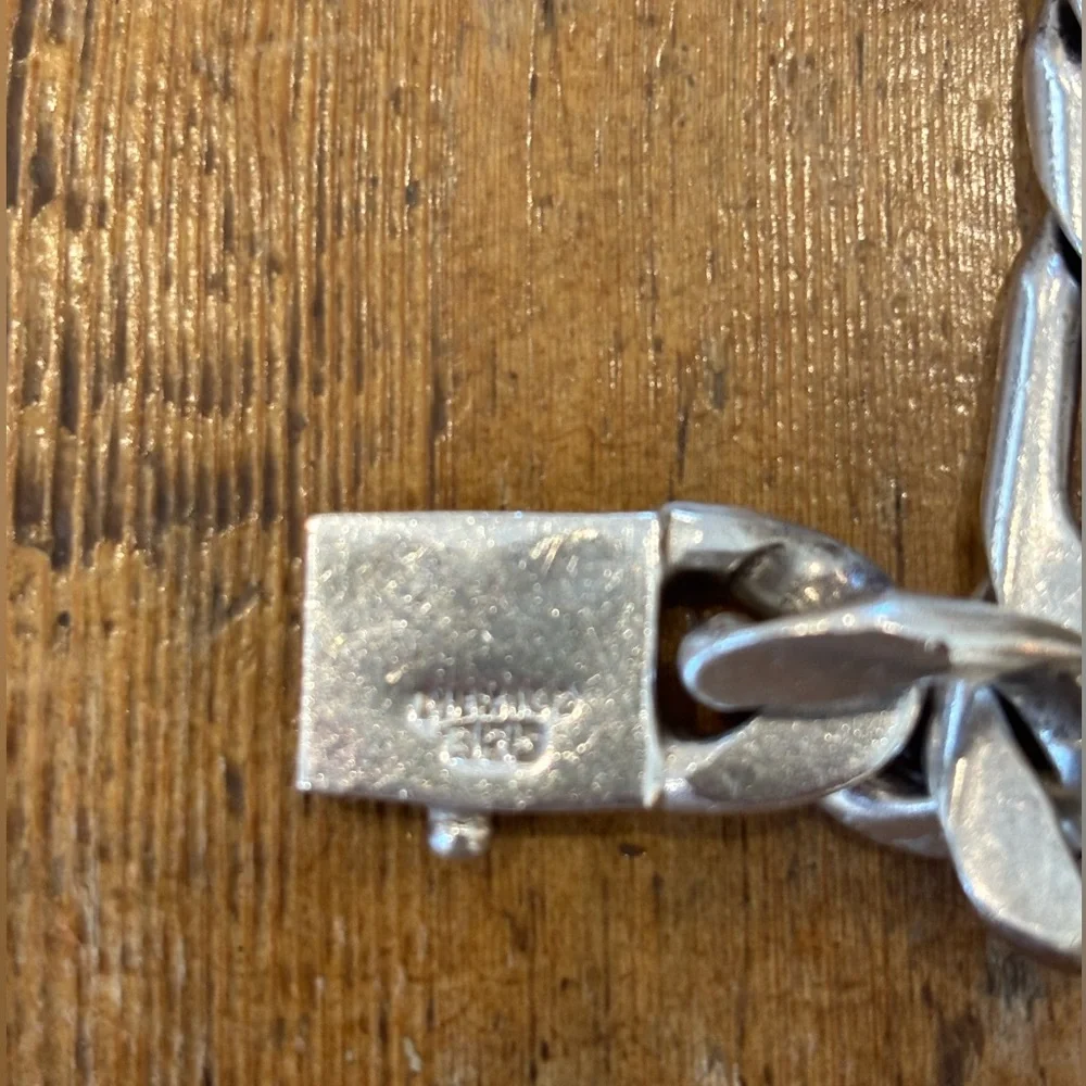 Men's Sterling Silver  Mexico‎ Vintage Figaro Link Chain Bracelet 84 g Heavy